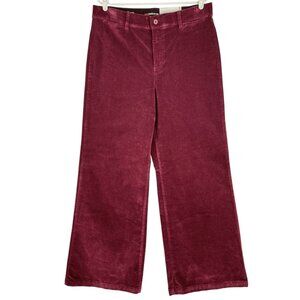 Liz Claiborne Women's Wide-Leg High-Rise Stretch Burgundy Velvet Pants Sz 14 NWT